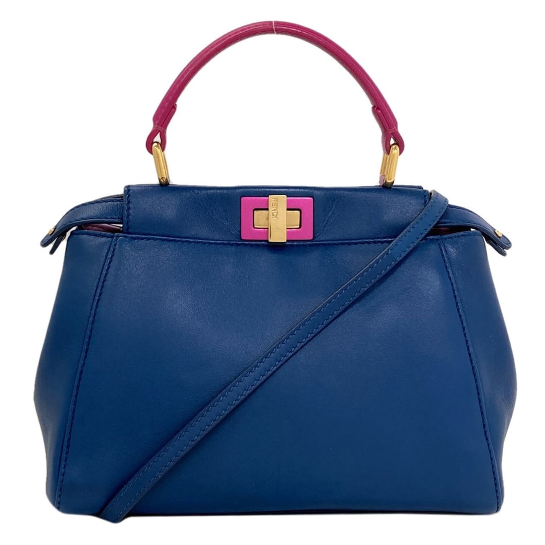 Fendi Peekaboo Mini 2-Way Handbag, Calfskin, Women's FENDI: --- Catalog ---Category: SizeSize (HxWxD): 19cm x 23cm x 11cm / 7.48'' x 9.05'' x 4.33''Category: DesignType: HandbagColor: Blue, PurpleGender: WomenMaterial: Leather Leather/Fur Type: CalfskinCategor