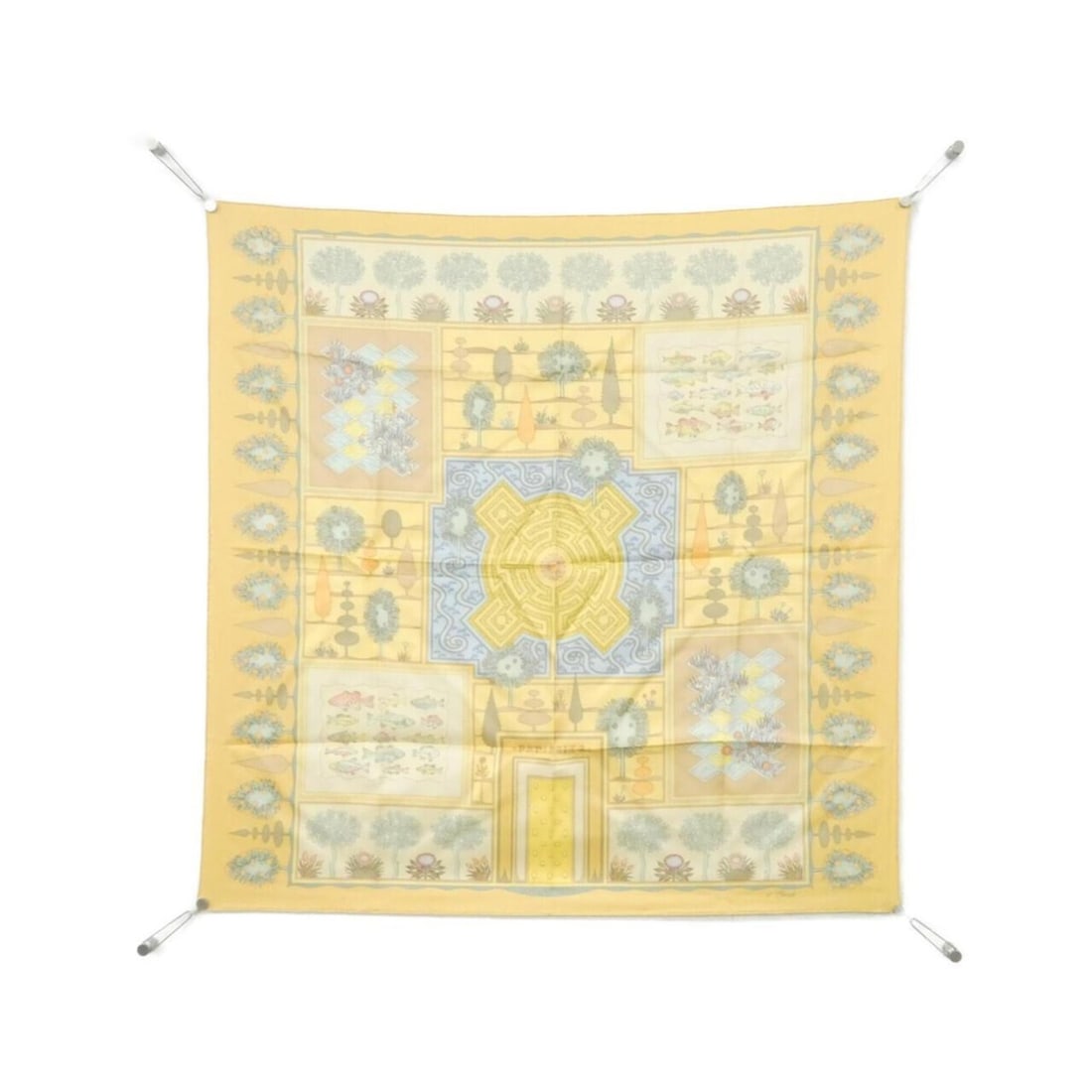 Hermes PARIDAIZA Carre Scarf Muffler: --- Catalog ---Category: SizeSize (LxW): 90cm x 90cm / 35.43'' x 35.43''Category: DesignType: ScarfColor: YellowGender: WomenMaterial: Silk Category: GeneralBrand: Hermes--- Item List ---Section: