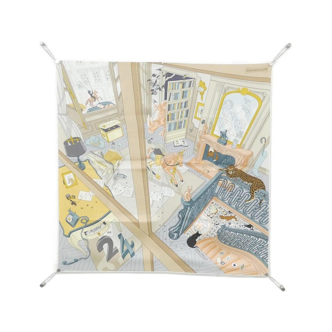 Hermes MYSTERE AU 24 Carre 004106S Scarf Muffler: --- Catalog ---Category: SizeSize (LxW): 90cm x 90cm / 35.43'' x 35.43''Category: DesignType: ScarfColor: BeigeGender: WomenMaterial: Silk Category: GeneralBrand: HermesModel: 004106S--- Item List ---