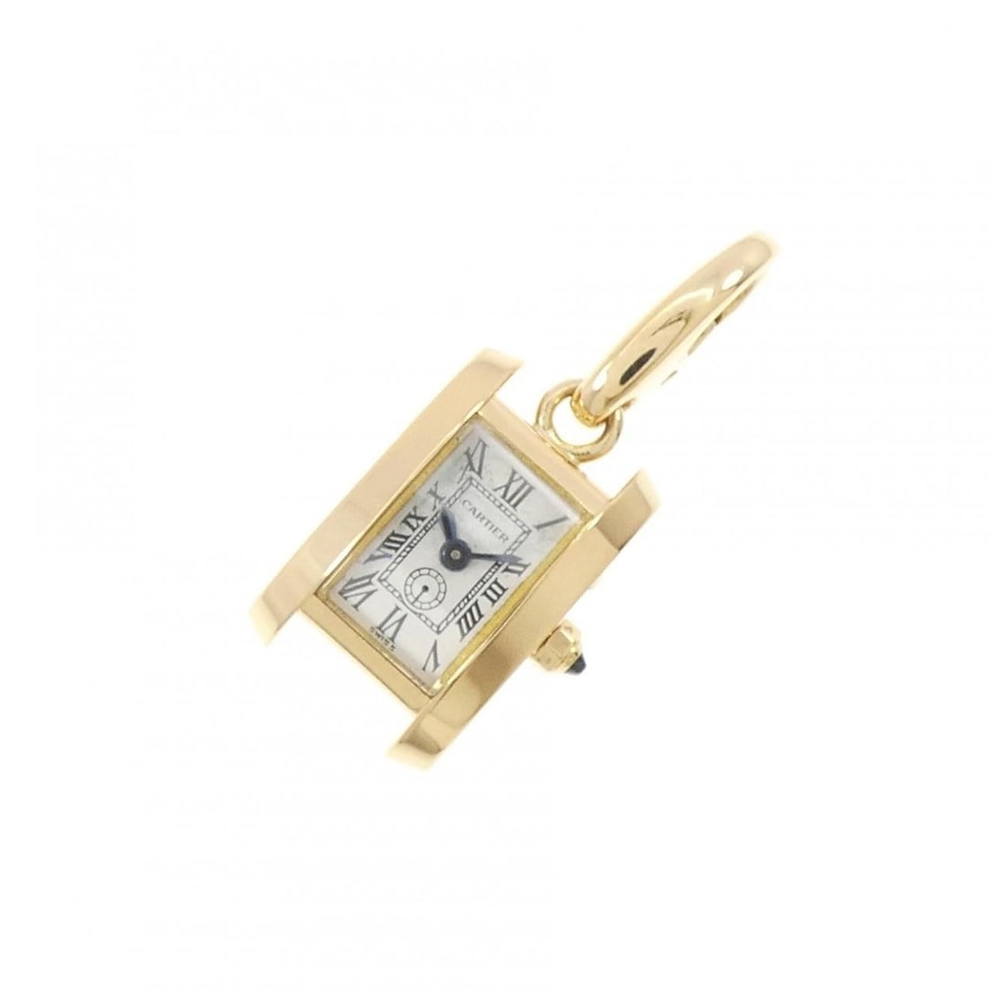 Cartier Tank American Watch Charm: --- Catalog ---Category: SizePendant Size: 25mm x 11.3mm / 0.98'' x 0.44''Category: DesignColor: Yellow goldStone: SapphireGender: WomenMaterial: Yellow gold (18K)Necklace Type: PendantCategory: