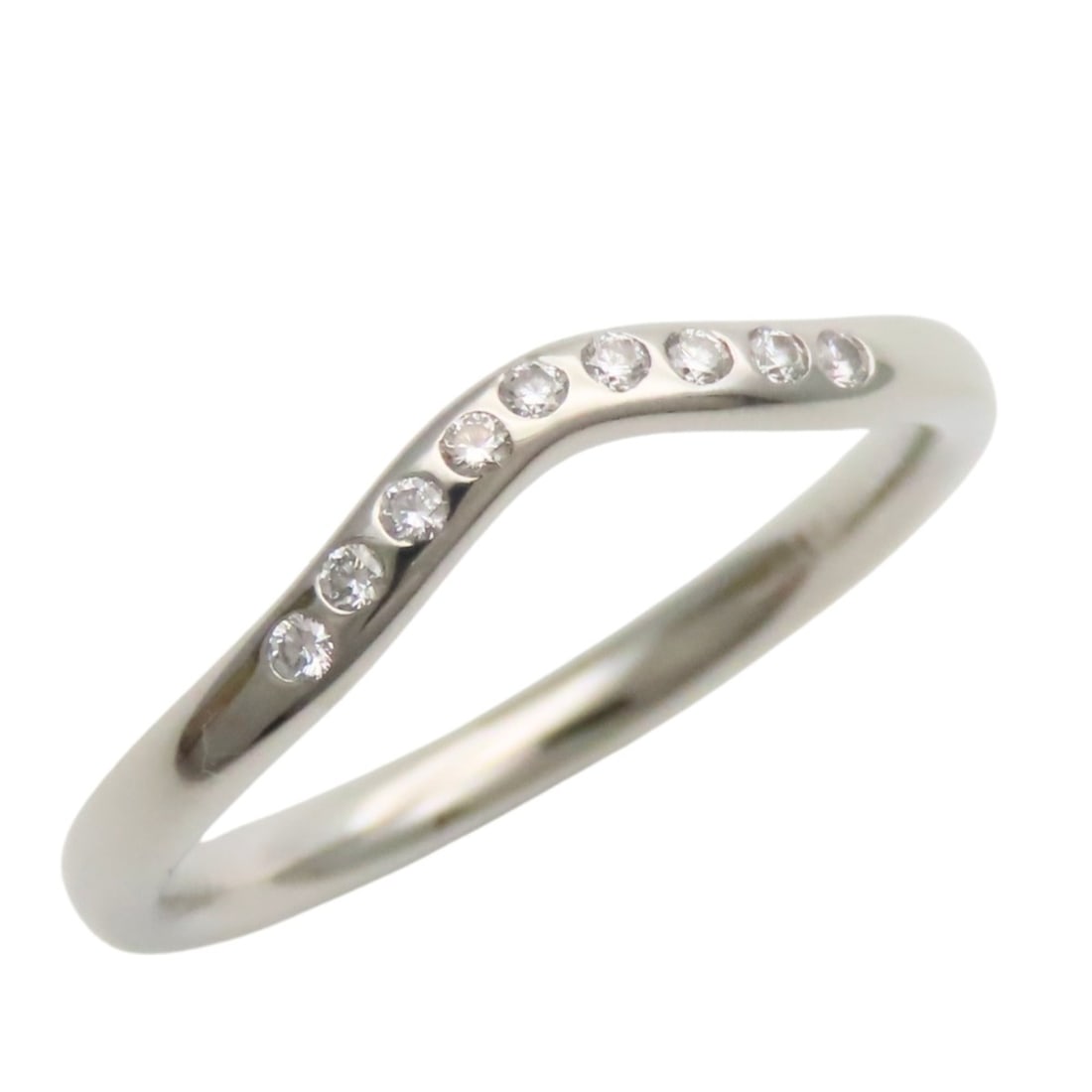 Tiffany & Co. Curved Band Ring, Platinum 950, Diamond, Approx. 3.19g, Elsa Peretti Design, 9PD,: --- Catalog ---Category: SizeJP Size: 11US Size: 6Category: DesignType: Band ringColor: PlatinumGender: WomenMaterial: Platinum 950Category: GeneralBrand: Tiffany--- Item List ---Section: