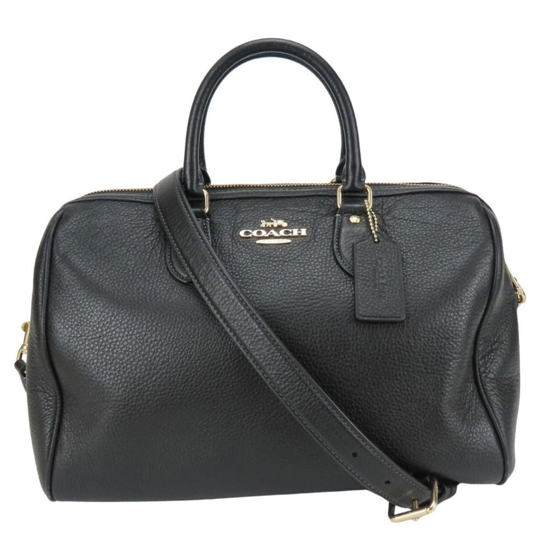 Coach handbag CV960, leather, black, gold hardware, 2-way, Boston bag/shoulder bag, simple, women's,: --- Catalog ---Category: SizeSize (HxWxD): 22cm x 31cm x 17cm / 8.66'' x 12.2'' x 6.69''Category: DesignType: HandbagColor: BlackGender: WomenMaterial: Leather Category: GeneralMPN: CV960Brand: CoachC