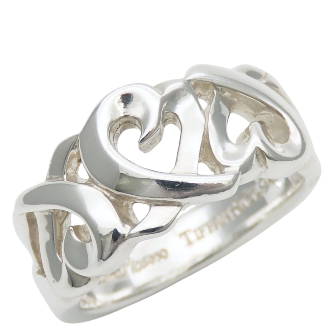Tiffany & Co. Triple Loving Heart Ring, SV925, Approx. 5.2g, Paloma Picasso Design, Women's.: --- Catalog ---Category: SizeJP Size: 9US Size: 5Category: DesignType: Band ringColor: SilverGender: WomenMaterial: Silver 925Category: GeneralBrand: Tiffany--- Item List ---Section: ConditionRanking: