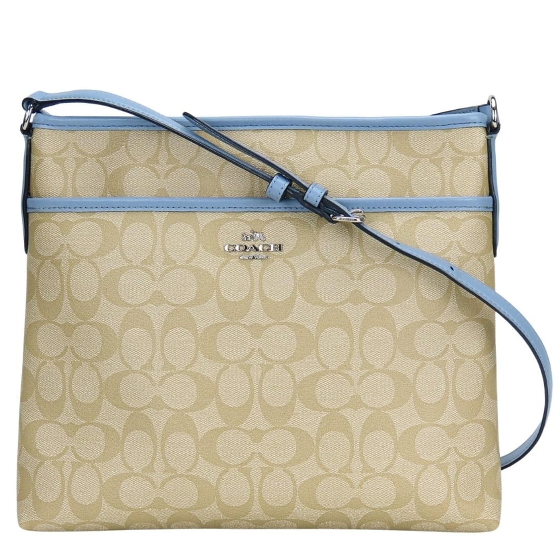 Coach Shoulder Bag Signature F58297 Leather Beige Light Blue Women's COACH (1 of 20)