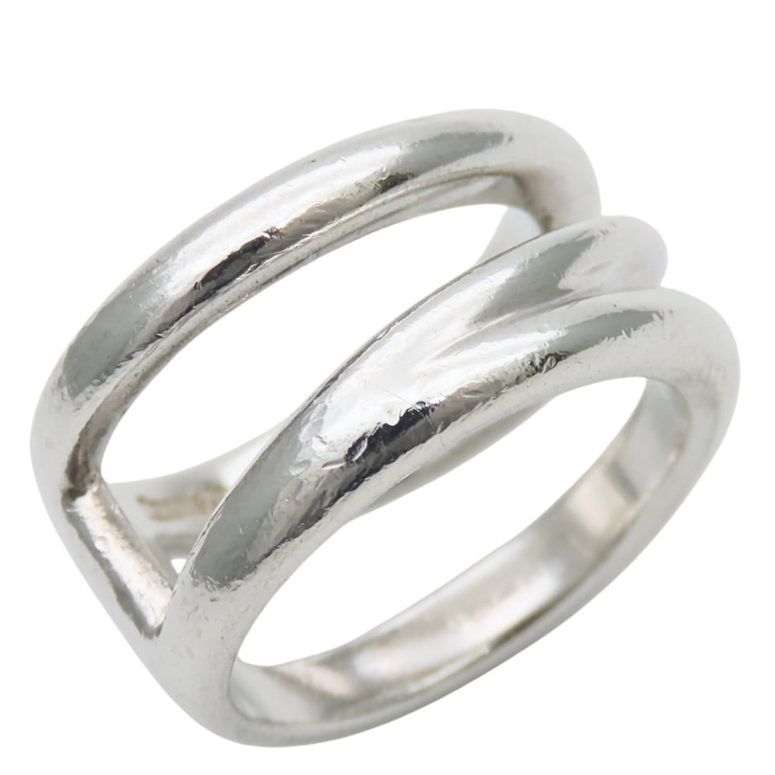 Tiffany & Co. Diagonal Ring, Sterling Silver 925, Approx. 9.4g, Women's.: --- Catalog ---Category: SizeJP Size: 10.5US Size: 5.5Category: DesignType: Band ringColor: SilverGender: WomenMaterial: Silver 925Category: GeneralBrand: Tiffany--- Item List ---Section: ConditionRan