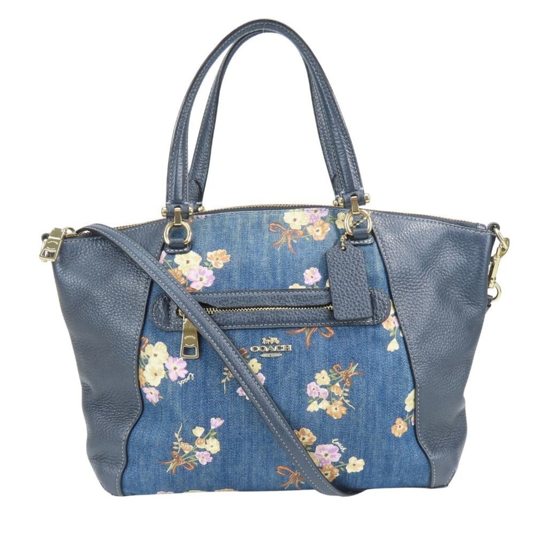 Coach Shoulder Bag Flower 91045 Leather Denim Navy Indigo 2-Way Floral Pattern Women's COACH: --- Catalog ---Category: SizeSize (HxWxD): 21cm x 34cm x 6.5cm / 8.26'' x 13.38'' x 2.55''Category: DesignType: Shoulder bagColor: Dark blue, NavyGender: WomenMaterial: Leather , Denim Category: Gener