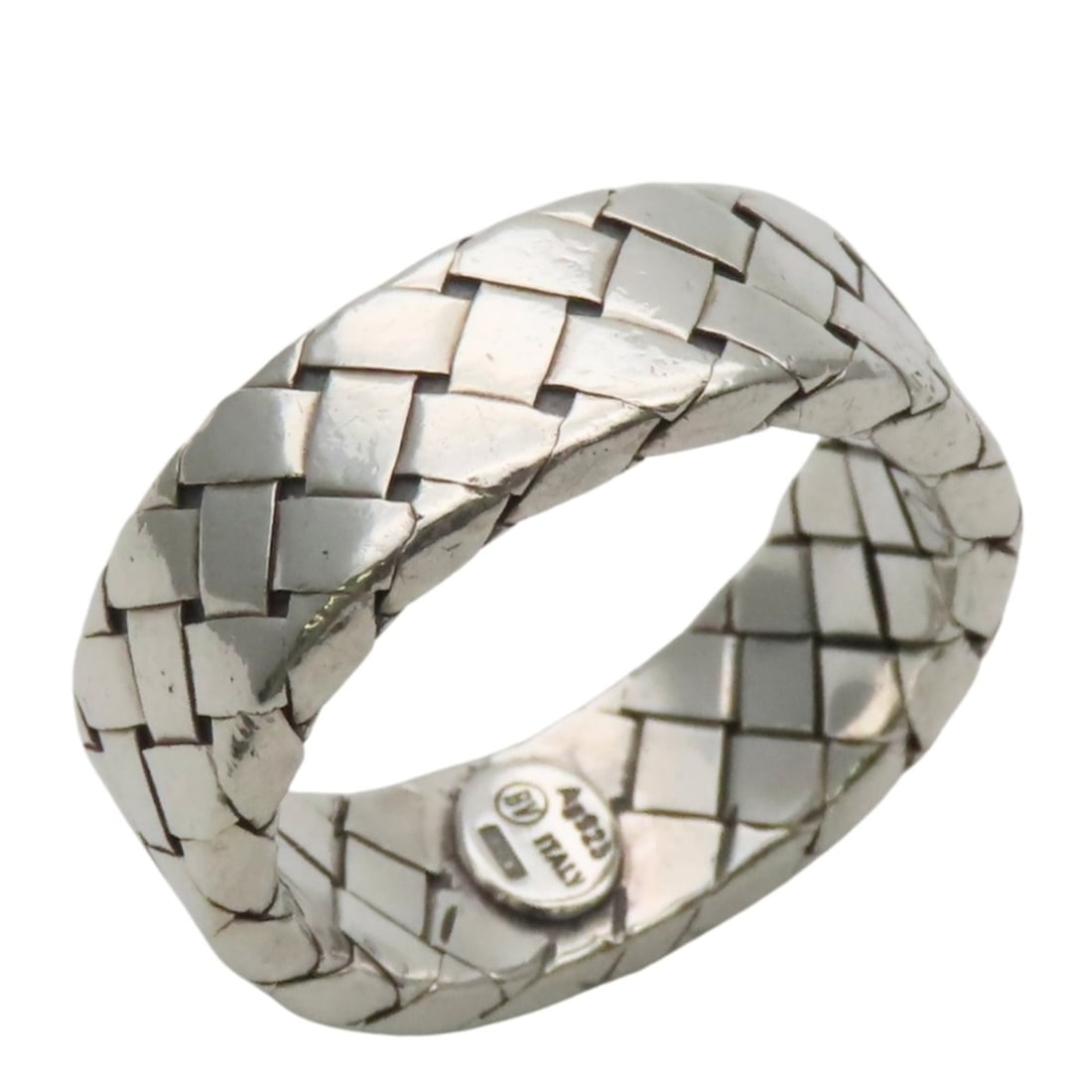 Bottega Veneta ring, Intrecciato design, SV925, approximately 10.0g, men's.: --- Catalog ---Category: SizeJP Size: 18.5US Size: 9Category: DesignType: Band ringColor: SilverGender: MenMaterial: Silver 925Category: GeneralBrand: Bottega VenetaCountry of Origin: Italy--- Item Li