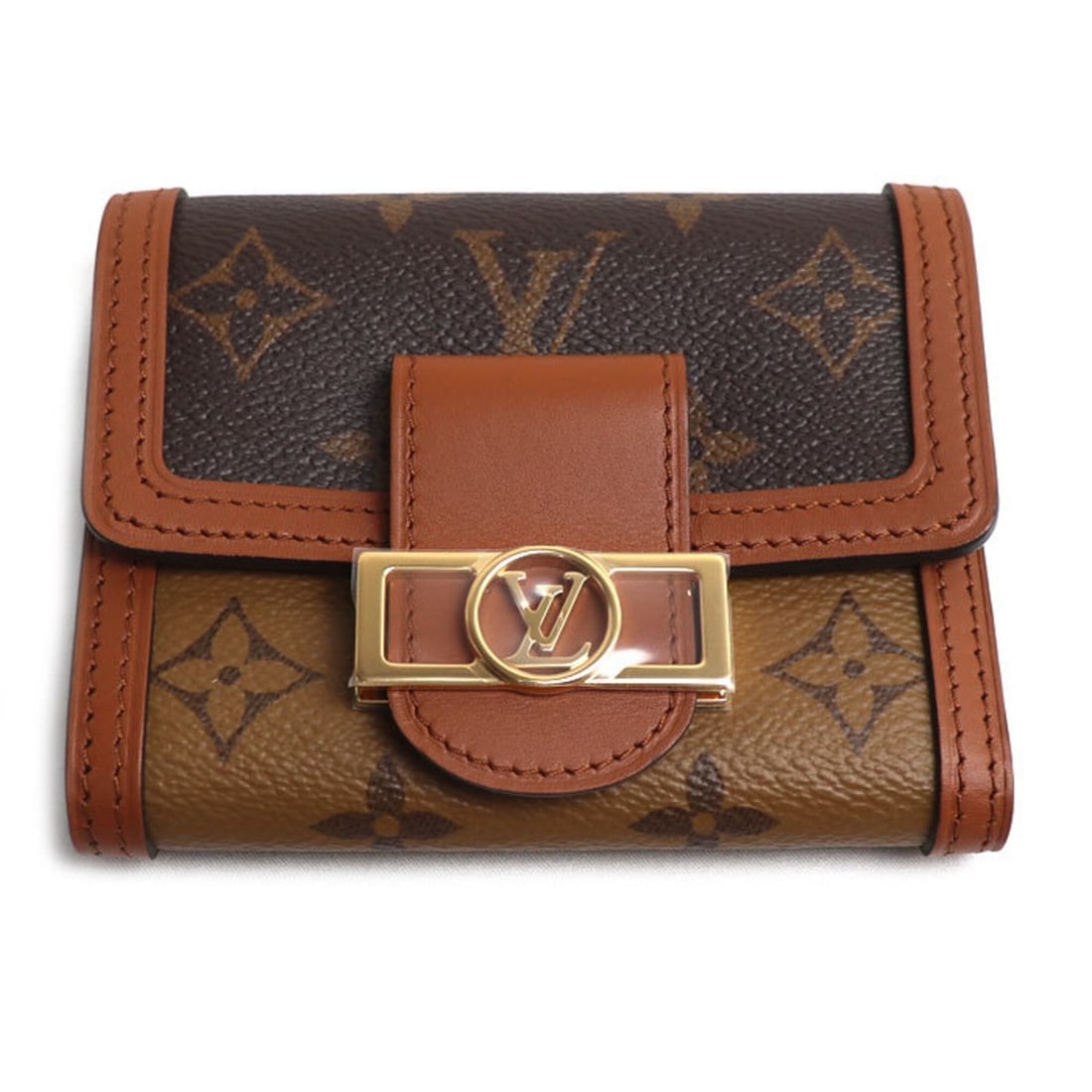 LOUIS VUITTON Louis Vuitton Portefeuille Dauphine Compact Tri-fold Wallet Monogram Reverse Brown (1 of 20)