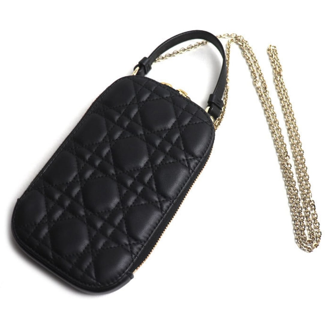 Christian Dior Dior Cannage Phone Pouch 2-Way Shoulder Bag Black S0872ONMJ_M900 Women's: --- Catalog ---Category: SizeSize (HxWxD): 18cm x 10.5cm x 2.5cm / 7.08'' x 4.13'' x 0.98''Category: DesignType: Pouch, Shoulder bagColor: BlackGender: WomenMaterial: Leather Hardware Color: GoldLeath