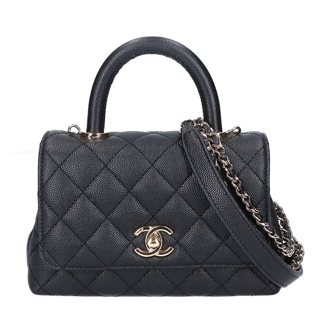 CHANEL AS2215 Caviar Skin Coco Handle XXS 2-Way Bag Shoulder - Black Women's: --- Catalog ---Category: SizeSize (HxWxD): 12cm x 20cm x 9cm / 4.72'' x 7.87'' x 3.54''Category: DesignType: Shoulder bagColor: BlackGender: WomenMaterial: Grained Calfskin Category: GeneralBrand: Cha