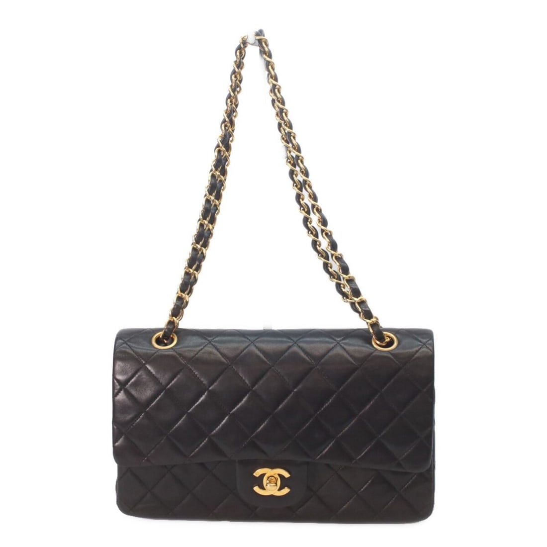 CHANEL A01112 Black Lambskin Gold Hardware Matelassé 25 Shoulder Bag for Women: --- Catalog ---Category: SizeSize (HxWxD): 15cm x 26cm x 7cm / 5.9'' x 10.23'' x 2.75''Category: DesignType: Shoulder bagColor: BlackGender: WomenMaterial: Leather Hardware Color: GoldLeather/Fur Type