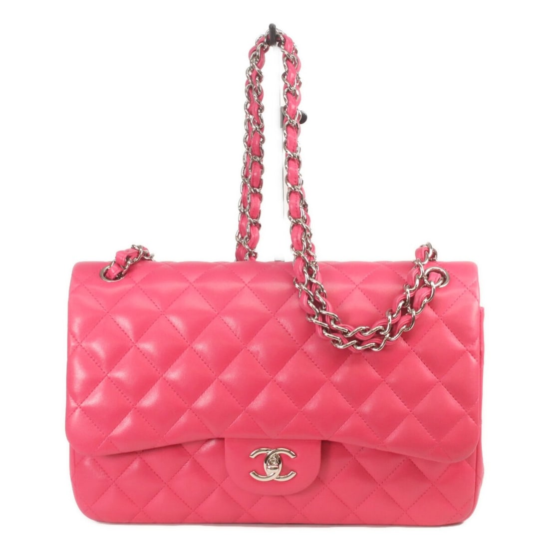CHANEL A58600 Pink Lambskin Silver Hardware Double Flap Large Matelassé 30 Shoulder Bag for Women: --- Catalog ---Category: SizeSize (HxWxD): 20cm x 30cm x 9cm / 7.87'' x 11.81'' x 3.54''Category: DesignType: Shoulder bagColor: PinkGender: WomenMaterial: Leather Hardware Color: SilverLeather/Fur Ty