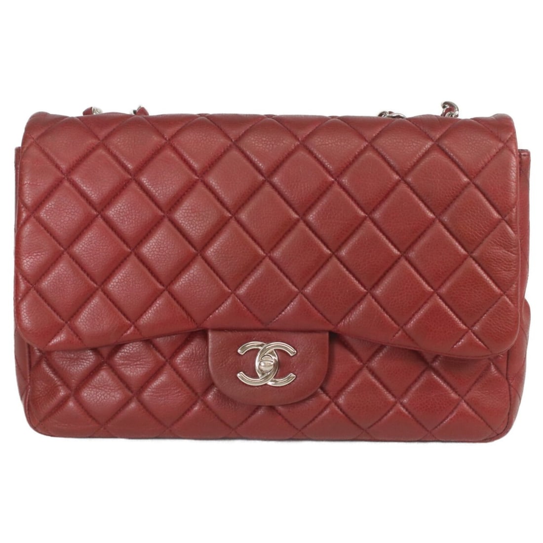 CHANEL A28600 Bordeaux Caviar Single Flap Large Matelassé 30 Tote Bag Red Silver Hardware Women's: --- Catalog ---Category: SizeSize (HxWxD): 19cm x 29cm x 8cm / 7.48'' x 11.41'' x 3.14''Category: DesignType: Tote bagColor: Red colorGender: WomenMaterial: Grained Calfskin Hardware Color: SilverCate