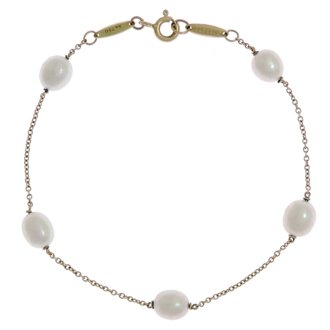 Tiffany & Co. Elsa Peretti By the Yard Pearl Bracelet for Women, 750 Yellow Gold, White Tone: --- Catalog ---Category: SizeLength: 16cm / 6.29''Category: DesignType: Charm braceletColor: Gold, WhiteStone: PearlGender: WomenMaterial: Yellow gold (18K)Category: GeneralBrand: TiffanyCountry of Or