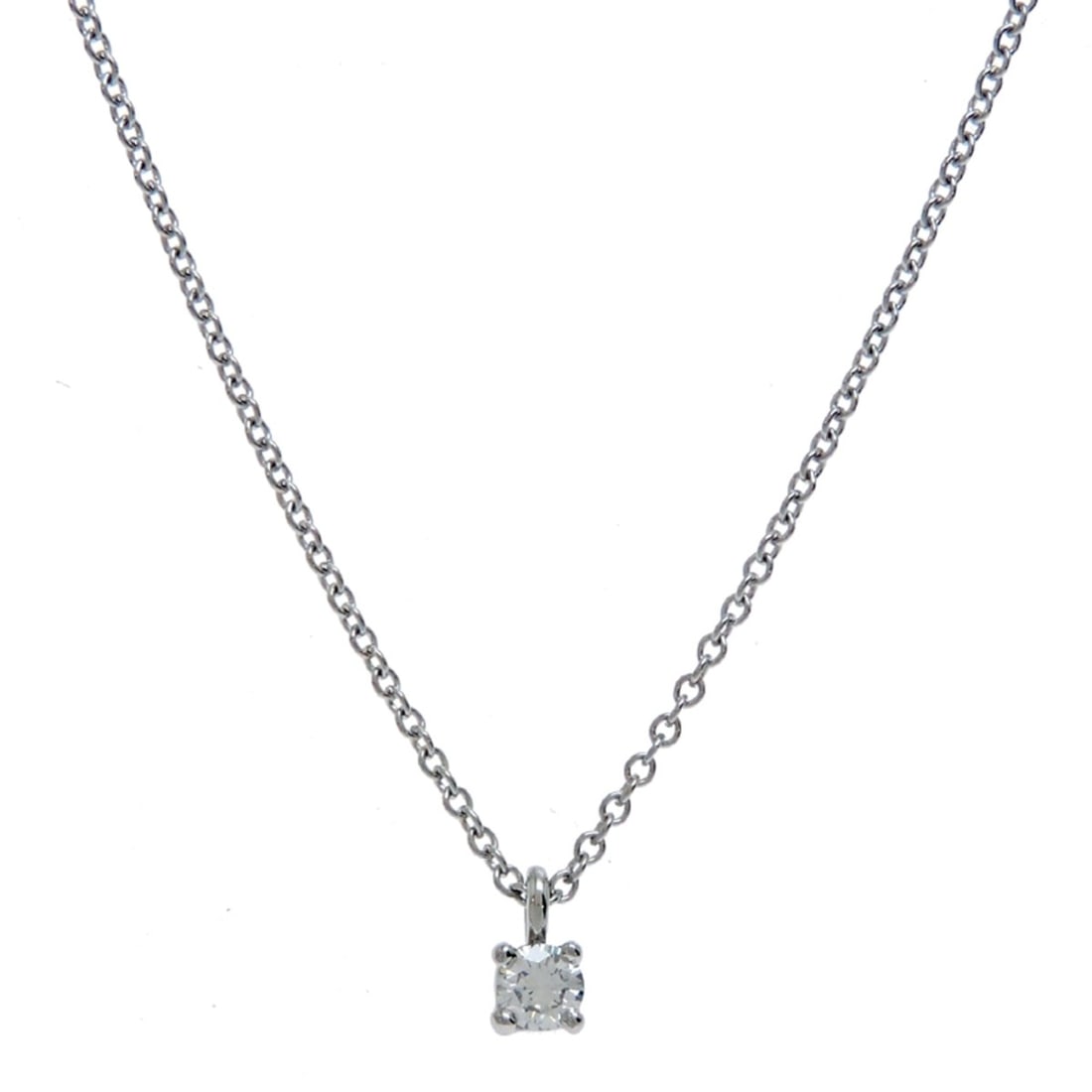 Tiffany & Co. Solitaire Diamond Necklace for Women, Platinum 950: --- Catalog ---Category: SizePendant Size: 6mm x 3.3mm / 0.23'' x 0.12''Neck Circumference: 40.5 cm / 15.94''Category: DesignStone: DiamondGender: WomenMaterial: Platinum 950Necklace Type: NecklaceCat