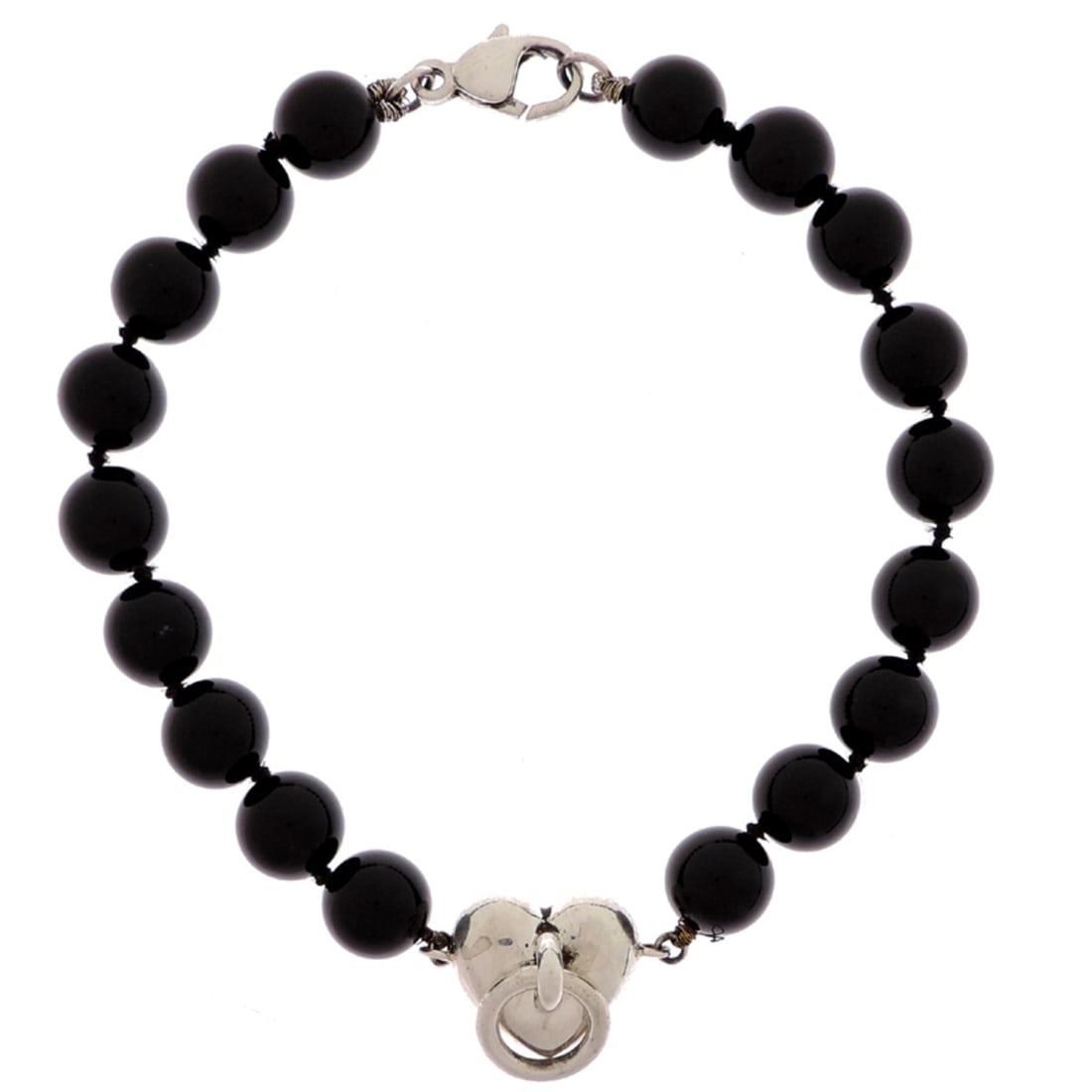 Tiffany Heart Knock Onyx Bracelet for Women, Sterling Silver 925, Black: --- Catalog ---Category: SizeLength: 21cm / 8.26''Category: DesignType: Charm braceletColor: Black, SilverStone: OnyxGender: WomenMaterial: Silver 925Category: GeneralBrand: Tiffany--- Item List ---Se