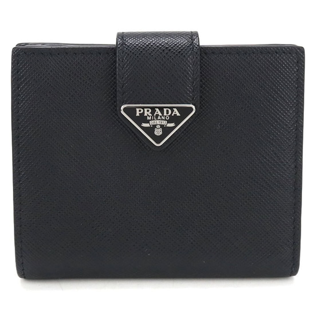 PRADA bi-fold wallet, tab Saffiano leather, men's, black. (1 of 14)