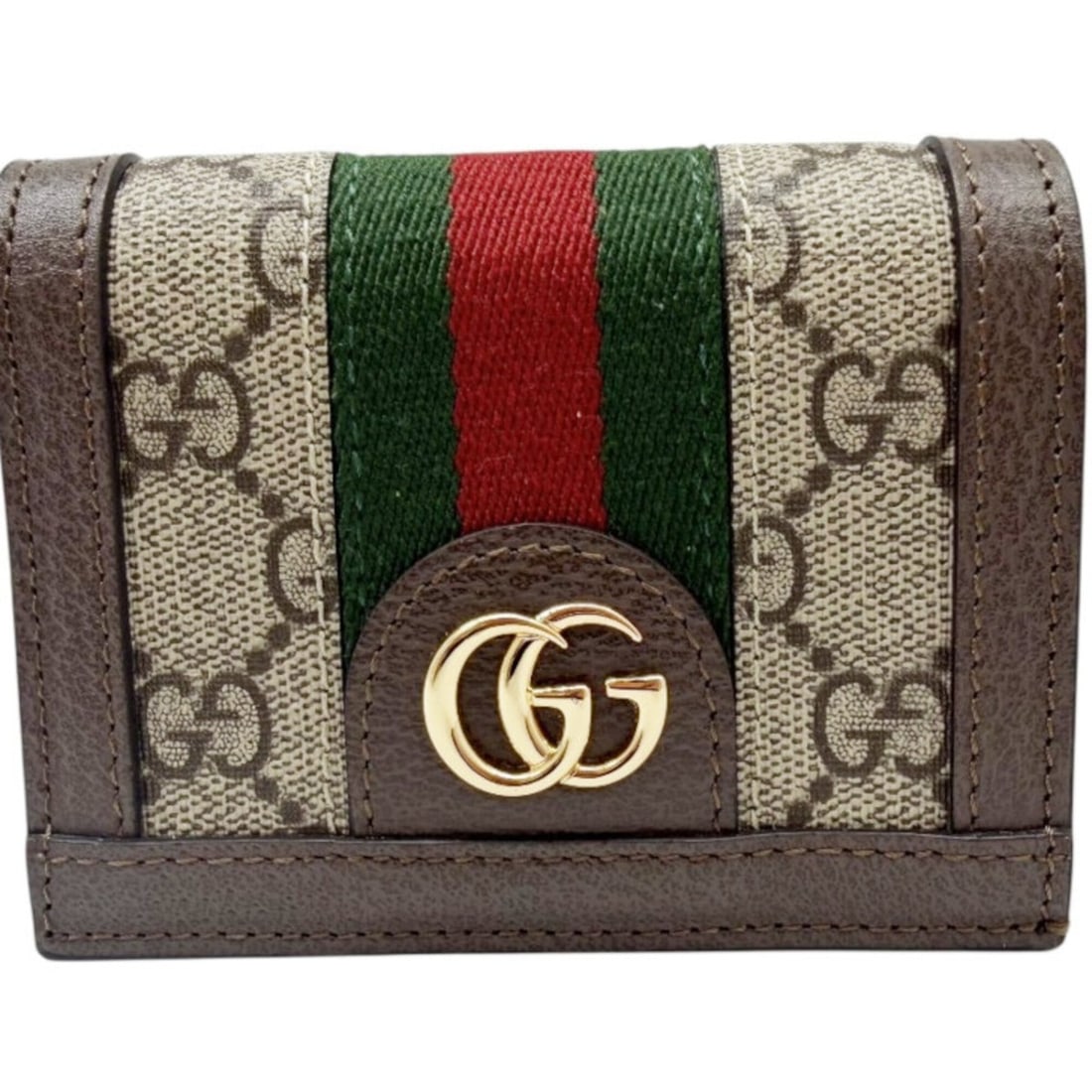 GUCCI GG Canvas Ophidia Compact Wallet, Beige/Brown, 523155, Leather, Women's/Men's (1 of 20)