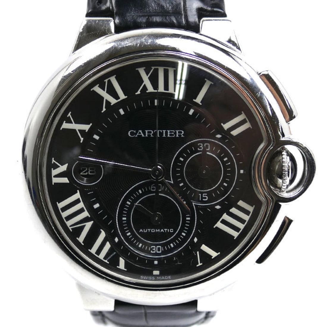 CARTIER Cartier Ballon Bleu Chronograph Automatic Watch W6920052 Men's: --- Catalog ---Category: SizeCase Diameter: 44mm / 1.73''Category: DesignType: WristwatchGender: MenColor (Dial): BlackMaterial (Band): Leather, Stainless steelMaterial (Case): Stainless steelCategory