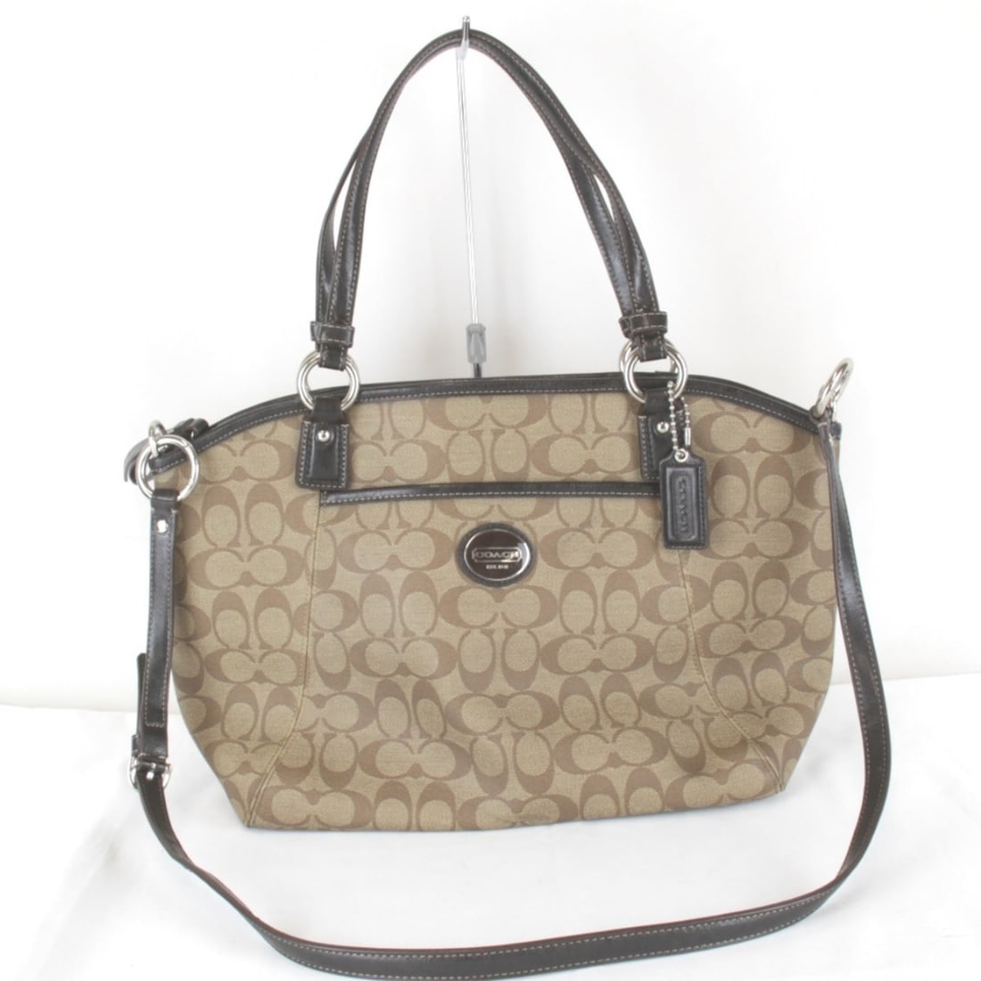 COACH Signature 2-Way Tote Bag E1396-F19816, Leather, Brown, Women's (1 of 11)