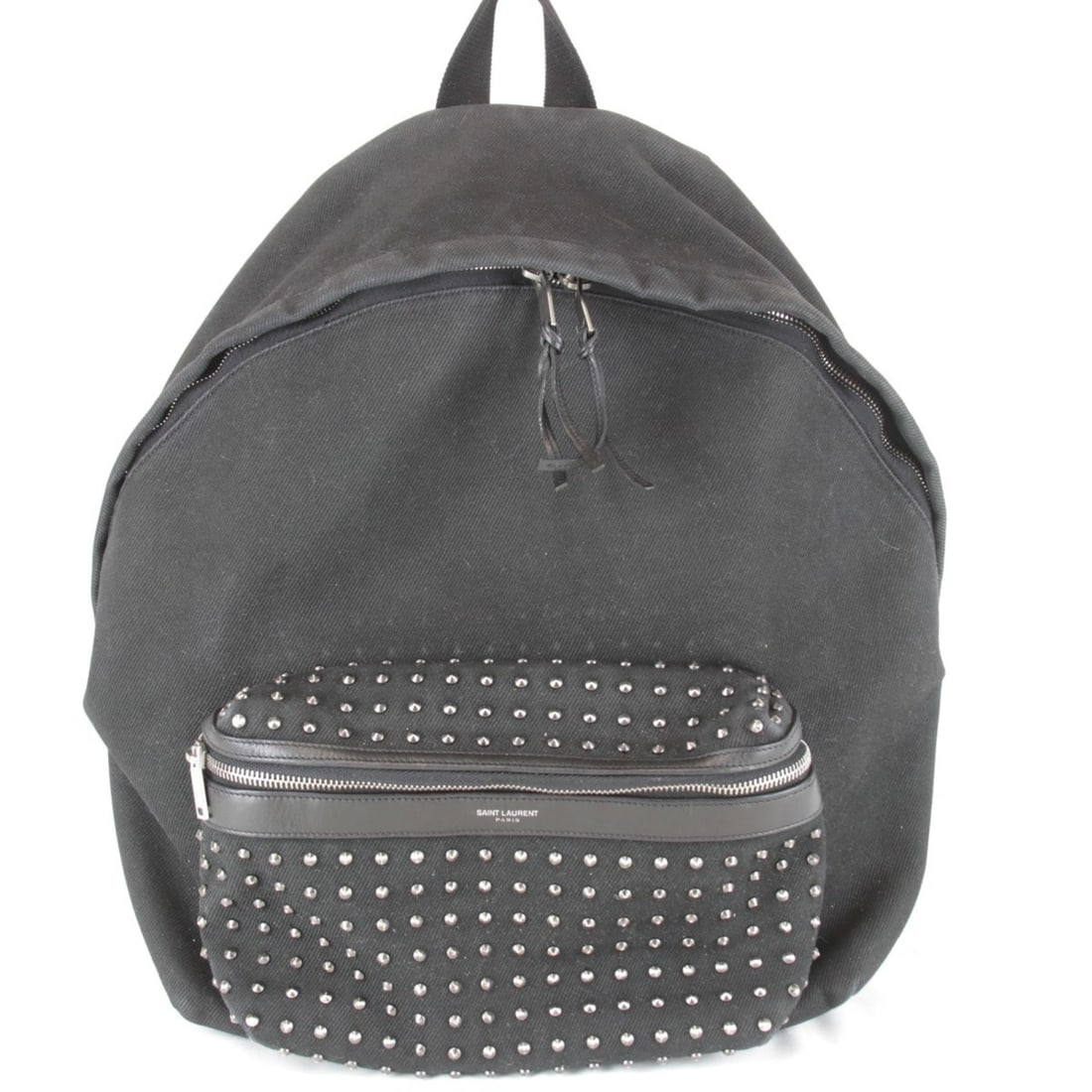 YVES SAINT LAURENT Studded Backpack, Cotton Canvas, Black, Women's: --- Catalog ---Category: SizeSize (HxWxD): 38cm x 39cm x 13cm / 14.96'' x 15.35'' x 5.11''Category: DesignType: BackpackColor: BlackGender: WomenMaterial: Cotton canvas Category: GeneralBrand: Yves Sa