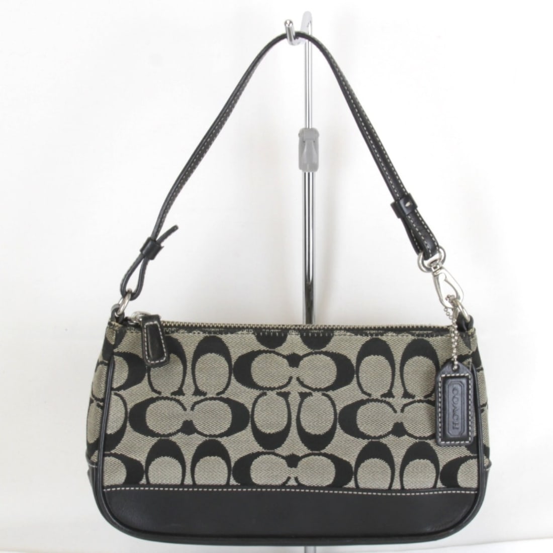 COACH Signature Pattern Pouch K05J-6094 Handbag Canvas Leather Black Women's (1 of 11)