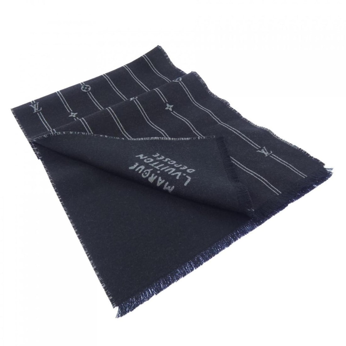 Louis Vuitton LOUIS VUITTON Monogram Stripes Scarf M77189: --- Catalog ---Category: SizeSize (LxW): 1.68m x 35cm / 66.14'' x 13.77''Category: DesignType: StoleColor: Black, GrayGender: MenCategory: GeneralMPN: M77189Brand: Louis Vuitton--- Item List ---Sectio
