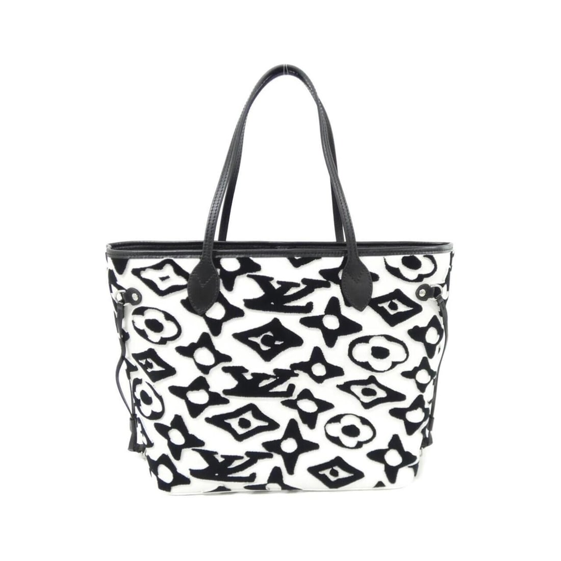 Louis Vuitton LVxUF Neverfull MM M45564 Handbag: --- Catalog ---Category: SizeSize (HxWxD): 28cm x 46cm x 14cm / 11.02'' x 18.11'' x 5.51''Category: DesignType: HandbagColor: Black, WhiteGender: Women,MenMaterial: Coated canvas Hardware Color: Silve