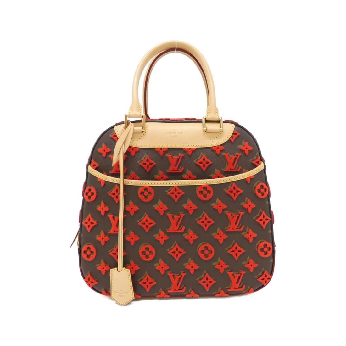 Louis Vuitton Monogram Velours Deauville Cube M40922 Handbag: --- Catalog ---Category: SizeSize (HxWxD): 26cm x 27cm x 12cm / 10.23'' x 10.62'' x 4.72''Category: DesignType: HandbagColor: Marron, RougeGender: WomenMaterial: Coated canvas Hardware Color: GoldCate