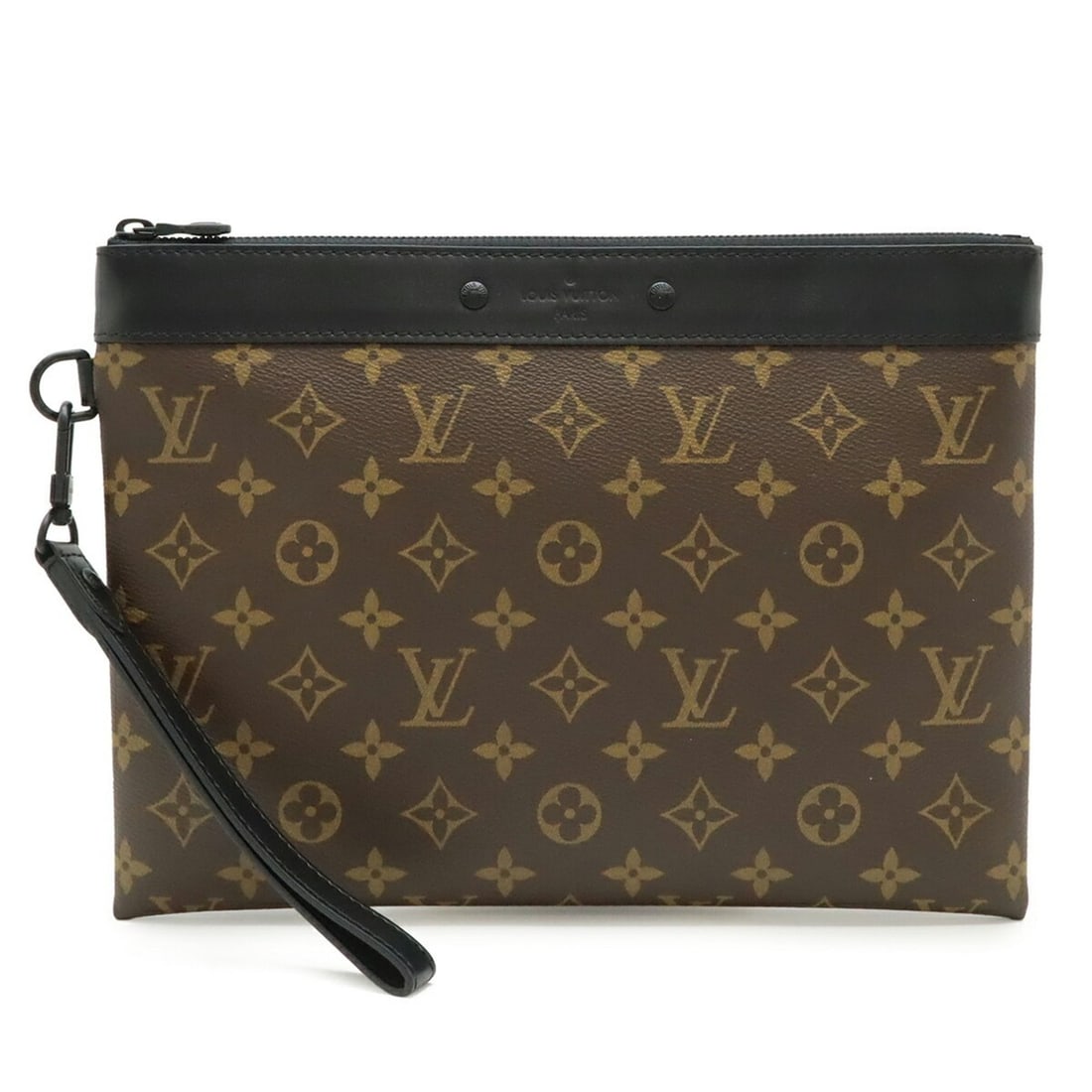 LOUIS VUITTON Louis Vuitton Monogram Macassar Pochette To Go Second Bag Clutch Brown Black M82079: --- Catalog ---Category: SizeSize (HxWxD): 21cm x 28.5cm x 1cm / 8.26'' x 11.22'' x 0.39''Category: DesignType: Clutch bag, PochetteColor: Black, BrownGender: Women,MenMaterial: Canvas Category: Gener