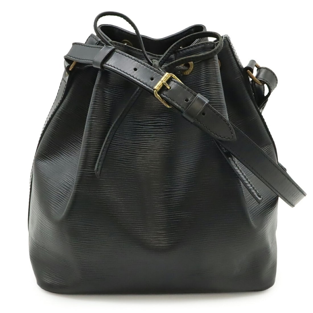 LOUIS VUITTON Epi Petit Noé Shoulder Bag, Noir Black, M44102 M59012: --- Catalog ---Category: SizeWeight: 690g / 1.52lb.Size (HxWxD): 27cm x 25cm x 18.5cm / 10.62'' x 9.84'' x 7.28''Strap Length: 77cm / 30.31''Category: DesignType: Shoulder bagColor: Black, NoirStyle: