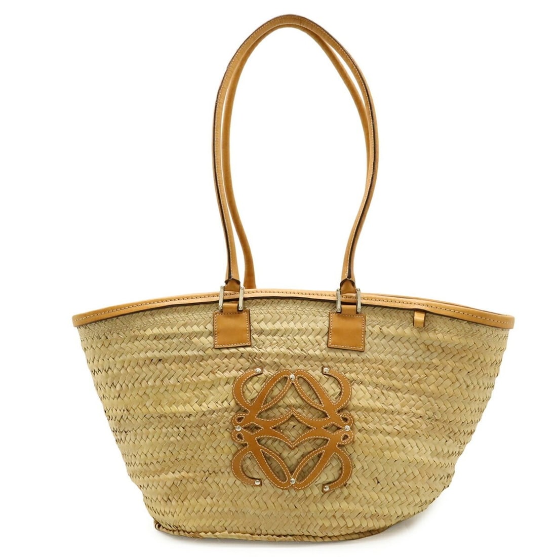 LOEWE Anagram Basket Bag, Large Raffia Straw Leather, Natural Tan Brown (1 of 13)