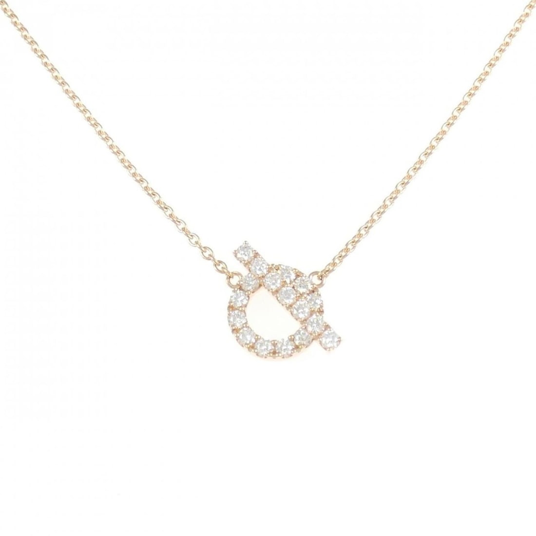 Hermes Hermès Finesse Necklace: --- Catalog ---Category: SizePendant Size: 11mm x 13.4mm / 0.43'' x 0.52''Neck Circumference: 39 cm - 41 cm / 15.35'' - 16.14''Category: DesignColor: Pink goldStone: DiamondGender: WomenMaterial: Pink