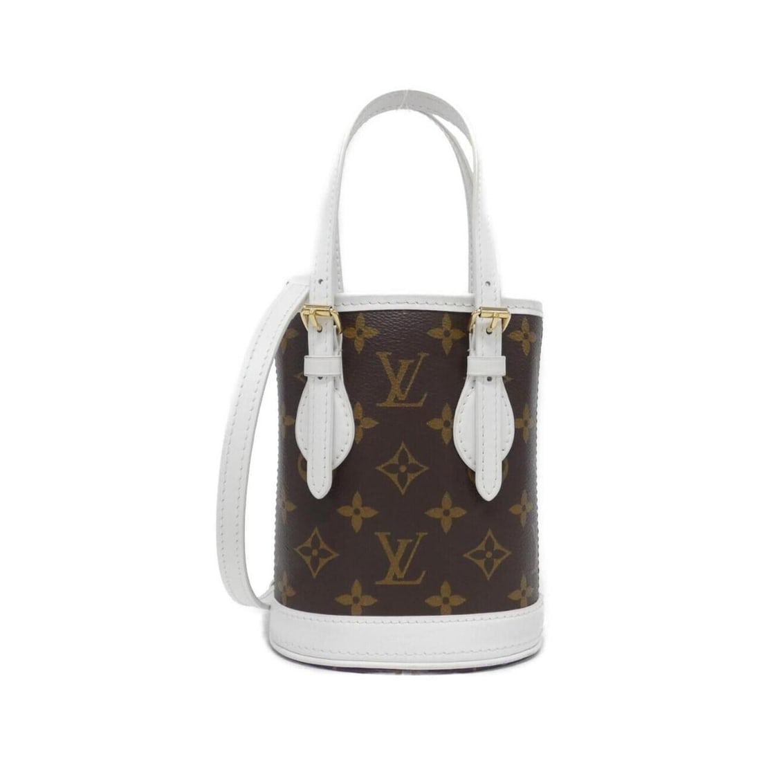 Louis Vuitton LV Match (Monogram) Nano Bucket M81489 Handbag: --- Catalog ---Category: SizeSize (HxWxD): 17cm x 13cm x 9cm / 6.69'' x 5.11'' x 3.54''Category: DesignType: Baguette bag, HandbagColor: Blanc, MarronGender: WomenMaterial: Coated canvas , Leather Cat