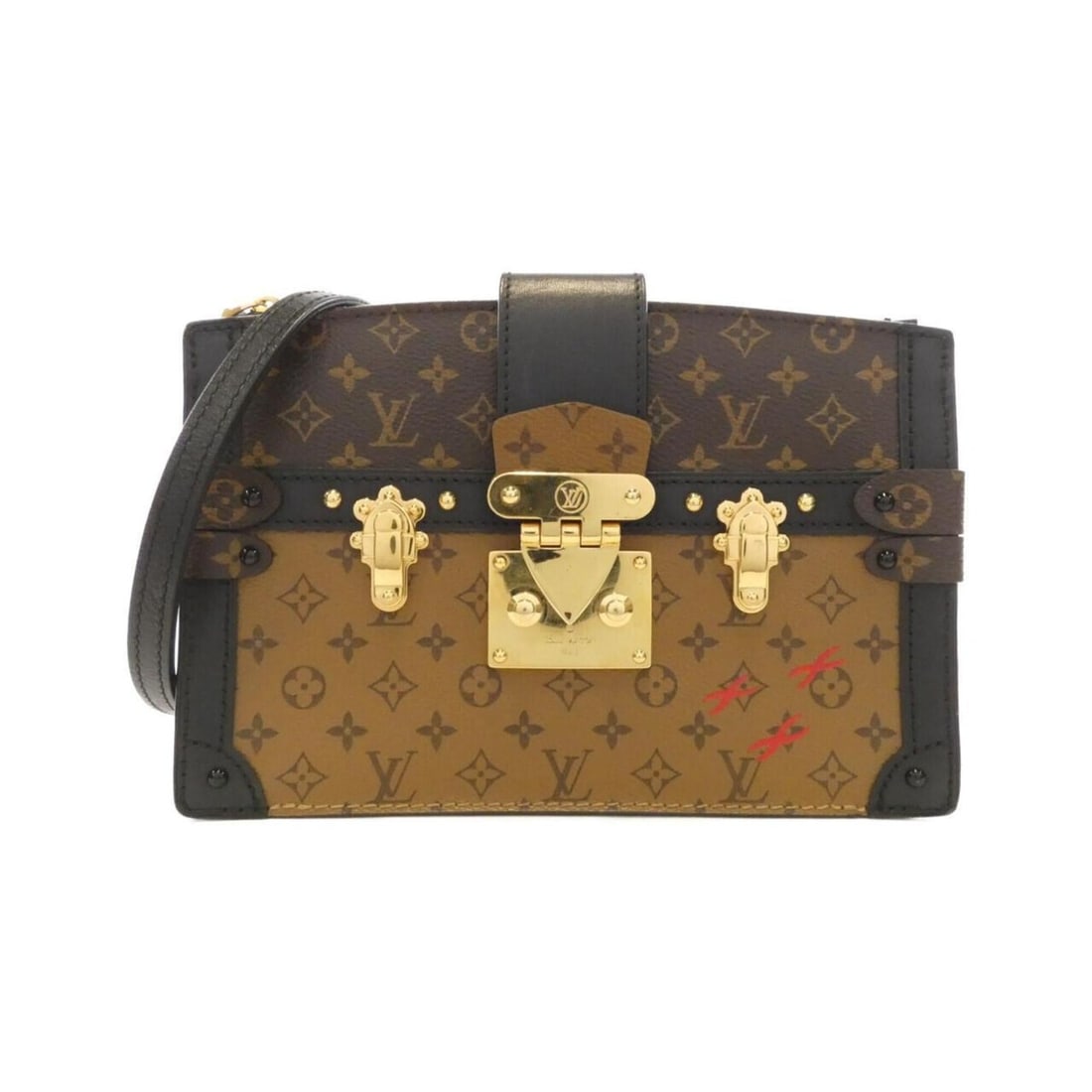 Louis Vuitton Monogram Reverse Trunk Clutch M43596 Shoulder Bag: --- Catalog ---Category: SizeSize (HxWxD): 15cm x 22cm x 7cm / 5.9'' x 8.66'' x 2.75''Category: DesignType: Shoulder bagColor: MarronGender: WomenMaterial: Coated canvas Category: GeneralMPN: