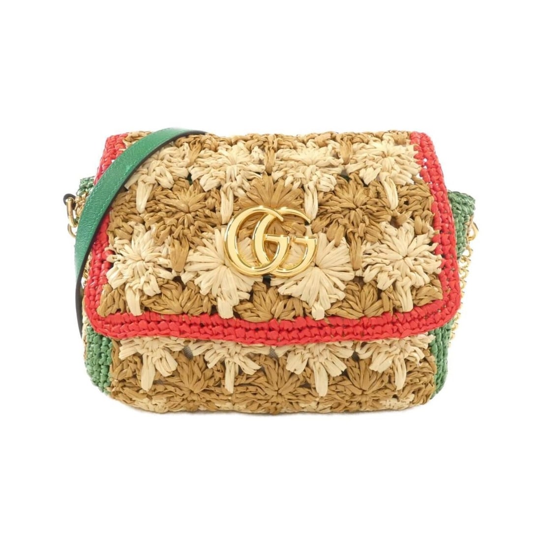Gucci 574433 9SVDX Shoulder Bag: --- Catalog ---Category: SizeSize (HxWxD): 16cm x 25cm x 8cm / 6.29'' x 9.84'' x 3.14''Category: DesignType: Shoulder bagColor: Beige, Green, Red colorGender: WomenMaterial: Raffia Category: GeneralMP