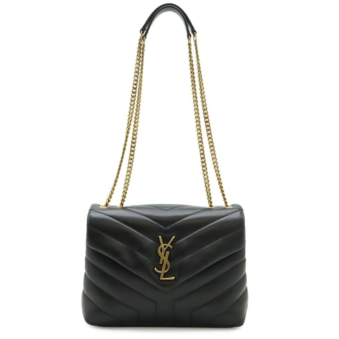 SAINT LAURENT PARIS Yves Saint Laurent YSL Loulou Chain Shoulder Bag Y-Quilted Leather Black 494699: --- Catalog ---Category: SizeWeight: 660g / 1.45lb.Size (HxWxD): 18cm x 23cm x 9cm / 7.08'' x 9.05'' x 3.54''Strap Length: 119cm / 46.85''Category: DesignType: Shoulder bagColor: BlackGender: WomenMat