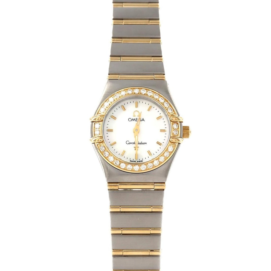Omega Constellation Mini Combination D 1267.70 SSxYG Quartz Watch: --- Catalog ---Category: SizeWrist Size: 15.5cm / 6.1''Case Diameter: 22.5mm / 0.89''Category: DesignType: WristwatchGender: WomenColor (Dial): WhiteMaterial (Band): Stainless steel, Yellow