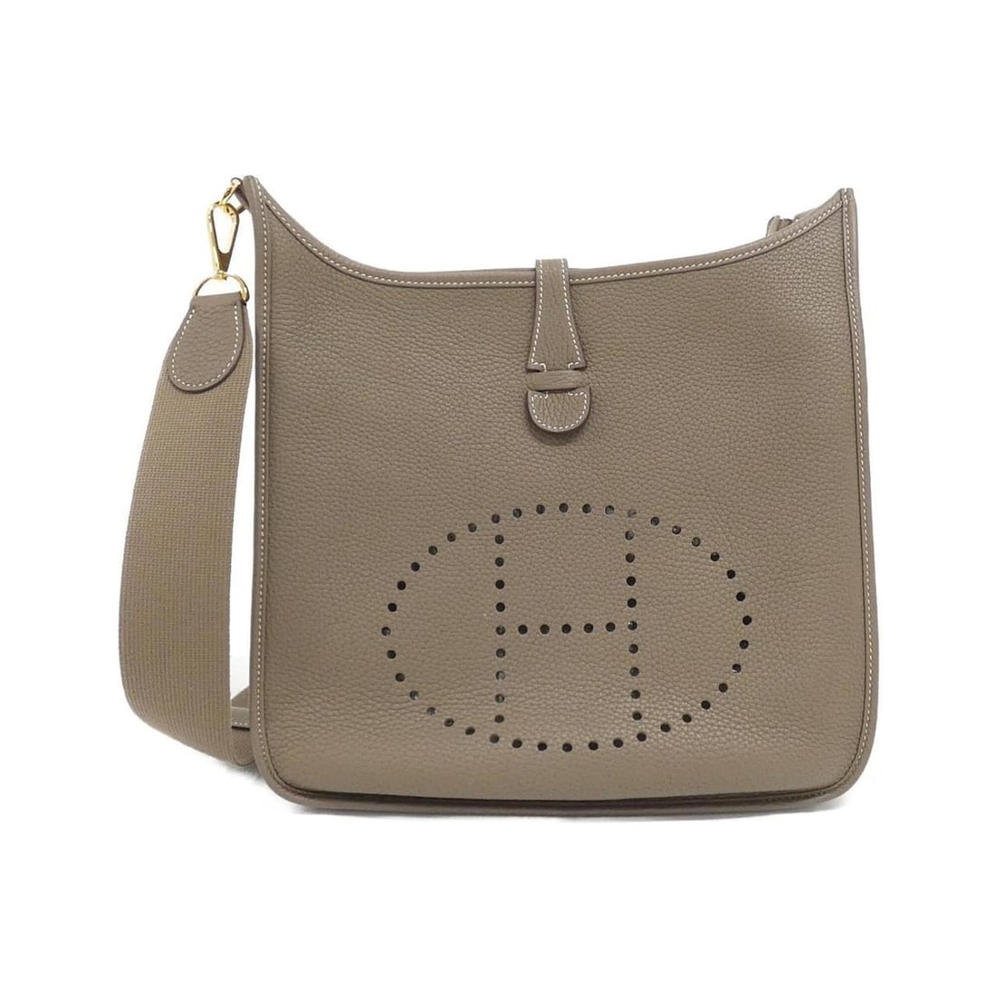 Hermes Evelyne 3 PM 056277CC Shoulder Bag: --- Catalog ---Category: SizeSize (HxWxD): 29cm x 28cm x 87cm / 11.41'' x 11.02'' x 34.25''Category: DesignType: Shoulder bagColor: Etoupe grayGender: Women,MenMaterial: Taurillon clemence leather Har