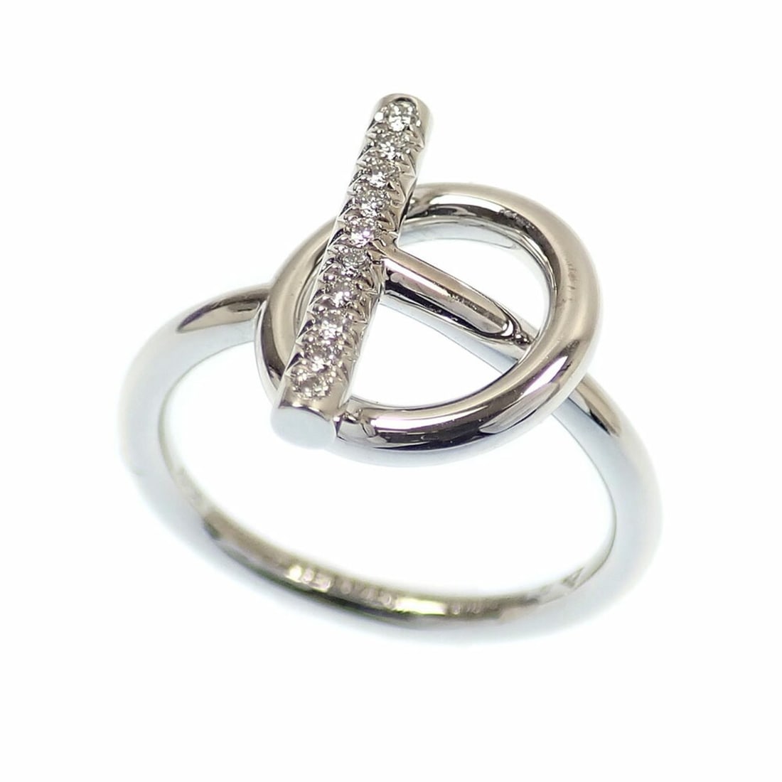 Hermes Echappé Ring for Women, Diamond, 18K White Gold, Size 12 (#52), 5.0g, 750 Gold: --- Catalog ---Category: SizeUS Size: 6.5Brand Size: 52Category: DesignType: Band ringGender: WomenMaterial: White gold (18K)Category: GeneralBrand: Hermes--- Item List ---Section: ConditionRanking: R