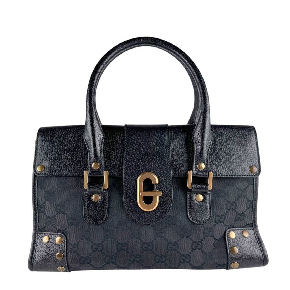 Gucci GUCCI Handbag GG Canvas Leather Black Women's z9603: --- Catalog ---Category: SizeSize (HxWxD): 17cm x 30cm x 11cm / 6.69'' x 11.81'' x 4.33''Category: DesignType: HandbagColor: BlackGender: WomenMaterial: GG canvas , Leather Category: GeneralBrand: Guc