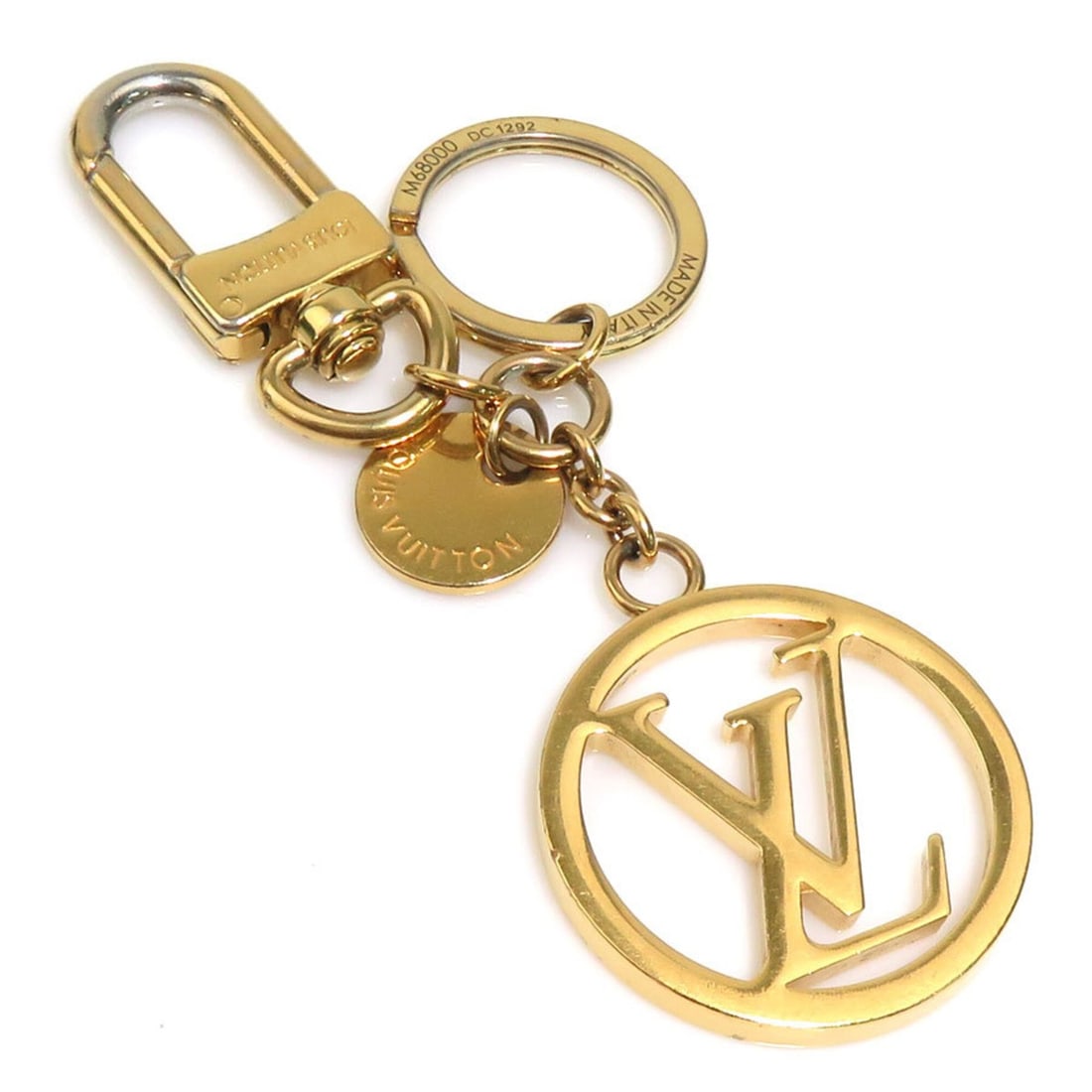Louis Vuitton LOUIS VUITTON Charm Keychain Portefeuille LV Circle Metal Gold Men's Women's M68000: --- Catalog ---Category: SizeSize (HxWxD): 11.4cm x 3.8cm / 4.48'' x 1.49''Category: DesignType: KeyringColor: GoldGender: Men,WomenMaterial: MetalCategory: GeneralMPN: M68000Brand: Louis