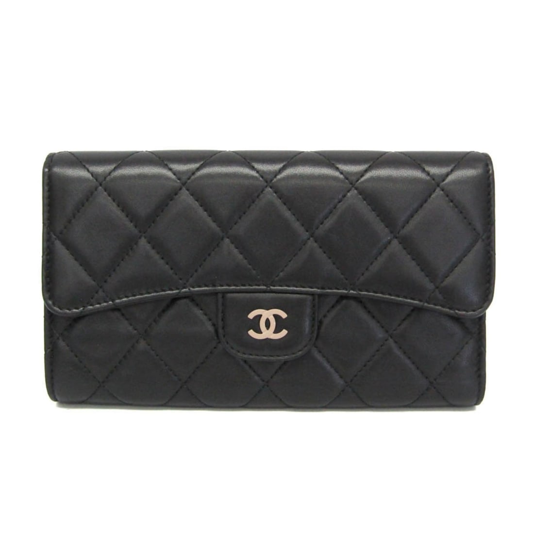 Chanel Matelasse A31506 Women's Lambskin Long Wallet (tri-fold) Black,Light Beige (1 of 16)