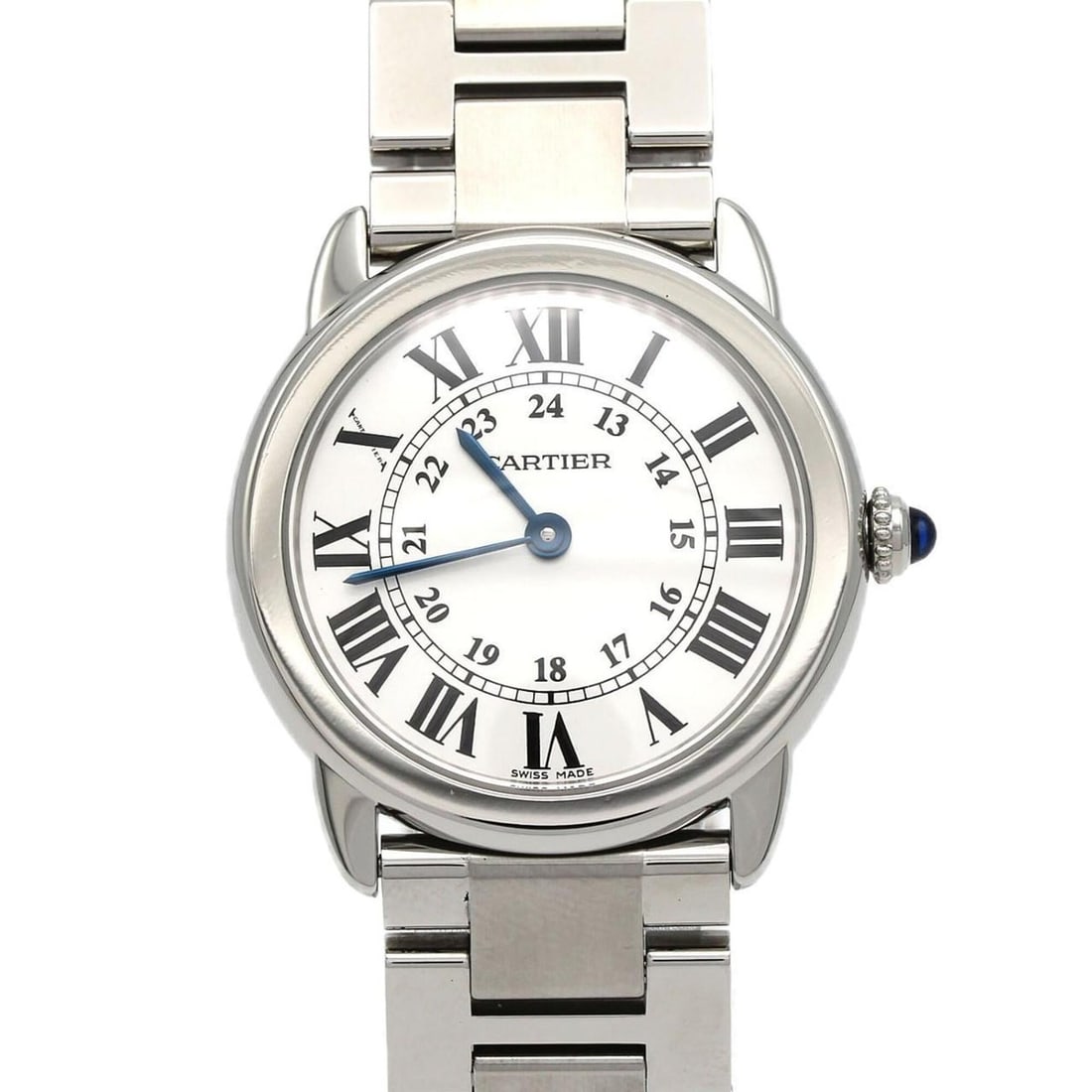 Cartier Ronde Solo SM W6701004 SS Quartz Watch: --- Catalog ---Category: SizeWrist Size: 16cm / 6.29''Case Diameter: 29mm / 1.14''Category: DesignType: WristwatchGender: WomenColor (Dial): SilverMaterial (Band): Stainless steelMaterial (Case): Stai