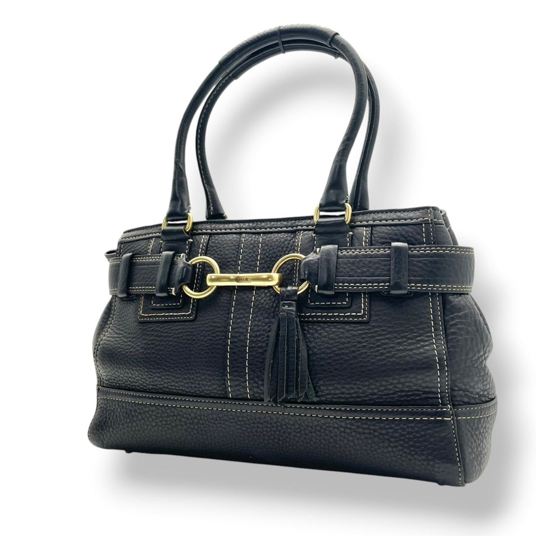 Coach COACH Handbag Tote Bag Hamptons Carryall Leather Black Gold Hardware Tassel Charm Women's: --- Catalog ---Category: SizeSize (HxWxD): 20cm x 37cm x 11cm / 7.87'' x 14.56'' x 4.33''Category: DesignType: Handbag, Tote bagColor: BlackGender: WomenMaterial: Leather Category: GeneralMPN: F10212B