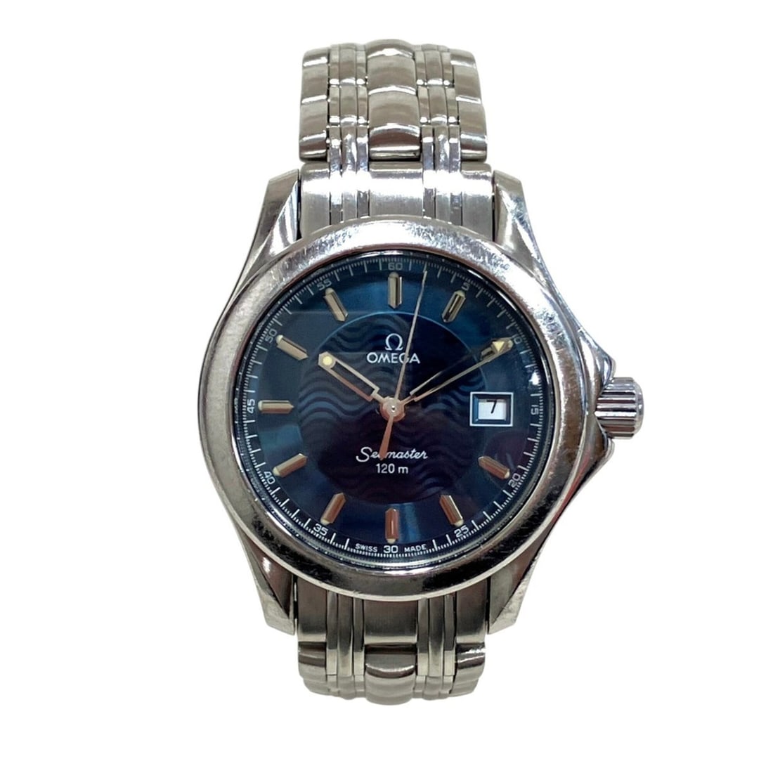 Omega Seamaster watch, total weight 72g, stainless steel, quartz movement, blue dial, model number: --- Catalog ---Category: SizeWrist Size: 15cm / 5.9''Case Diameter: 28mm / 1.1''Category: DesignType: WristwatchGender: MenColor (Dial): BlueMaterial (Band): Stainless steelMaterial (Case): Stainless 