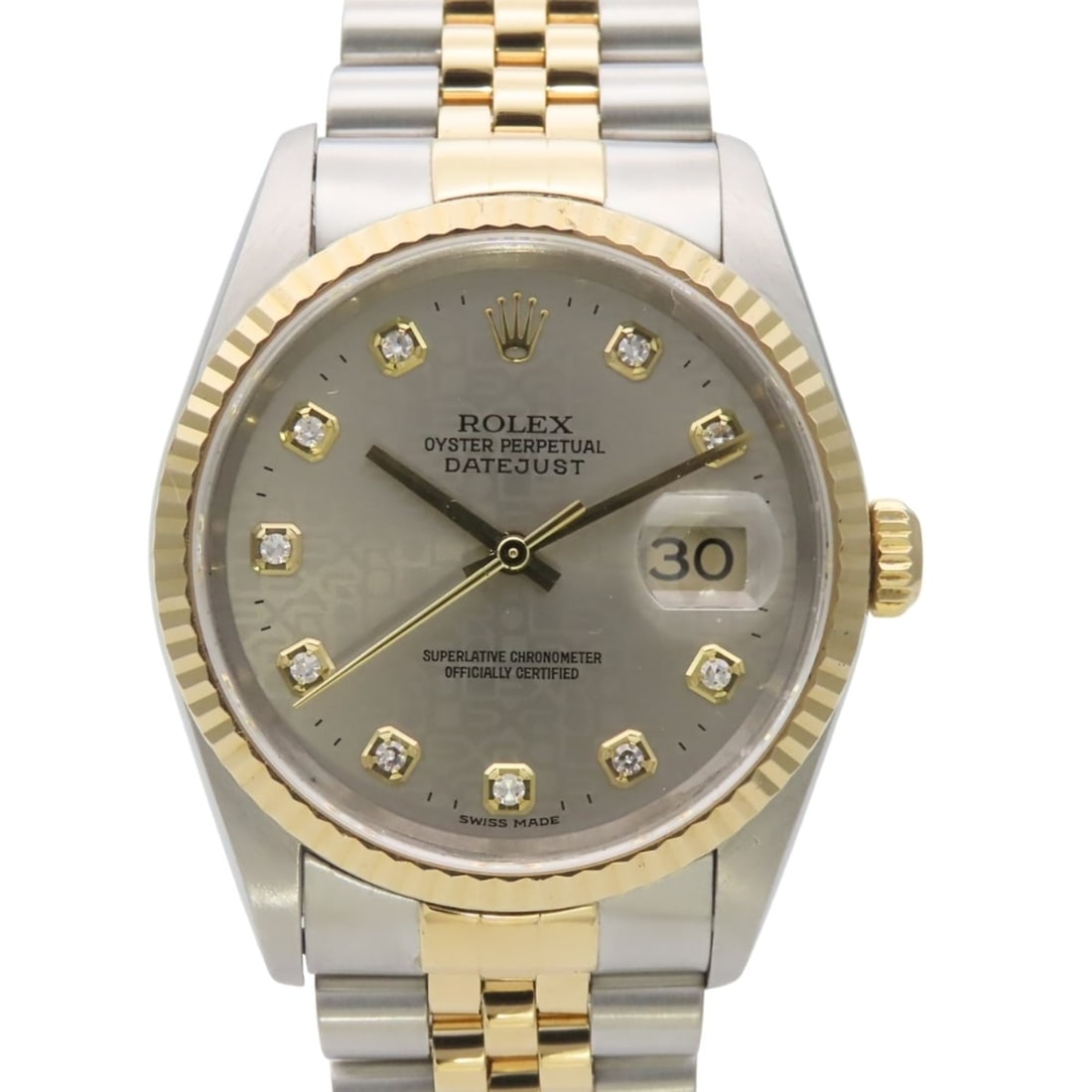 Rolex Datejust 36 16233G Stainless Steel 18K Yellow Gold Dial Gray Hori Computer Men's Watch ROLEX: --- Catalog ---Category: SizeWrist Size: 17.5cm / 6.88''Case Diameter: 36mm / 1.42''Category: DesignType: WristwatchGender: MenColor (Dial): GrayMaterial (Band): Stainless steel, Yellow gold (18K)Mate