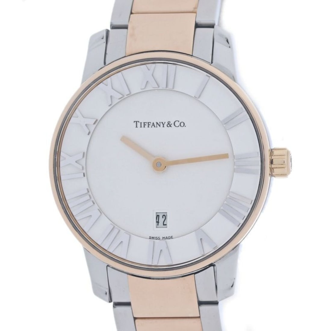 TIFFANY&Co. Tiffany Atlas Dome Date Z1830.11.13A21A00A Women's Watch Stainless Steel 40362: --- Catalog ---Category: SizeWrist Size: 18cm / 7.08''Case Diameter: 29mm / 1.14''Category: DesignType: WristwatchGender: WomenColor (Dial): WhiteMaterial (Band): Stainless steelMaterial (Case): Stain