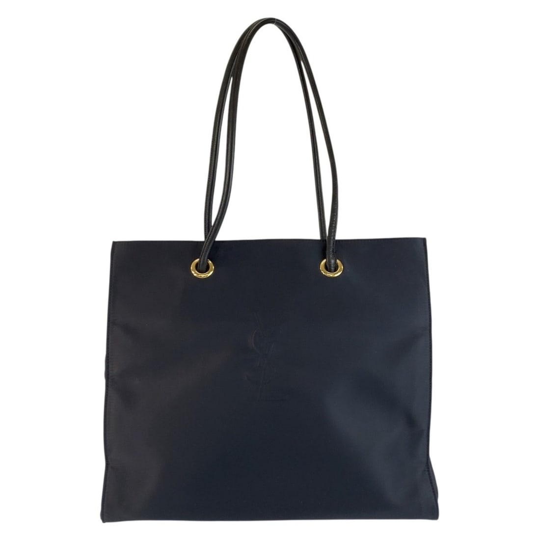 YVES SAINT LAURENT (YSL) Navy Nylon Tote Bag/Shoulder Bag with Gold Hardware for Women (1 of 13)