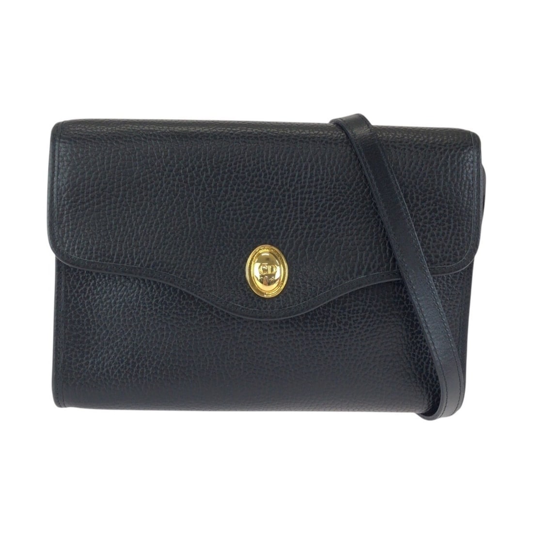 Christian Dior Vintage Black Leather Shoulder Bag/Pouch with Gold Hardware for Women: --- Catalog ---Category: SizeSize (HxWxD): 16cm x 23.5cm x 4cm / 6.29'' x 9.25'' x 1.57''Category: DesignType: Pochette, Shoulder bagColor: BlackGender: WomenMaterial: Leather Category: GeneralBrand: